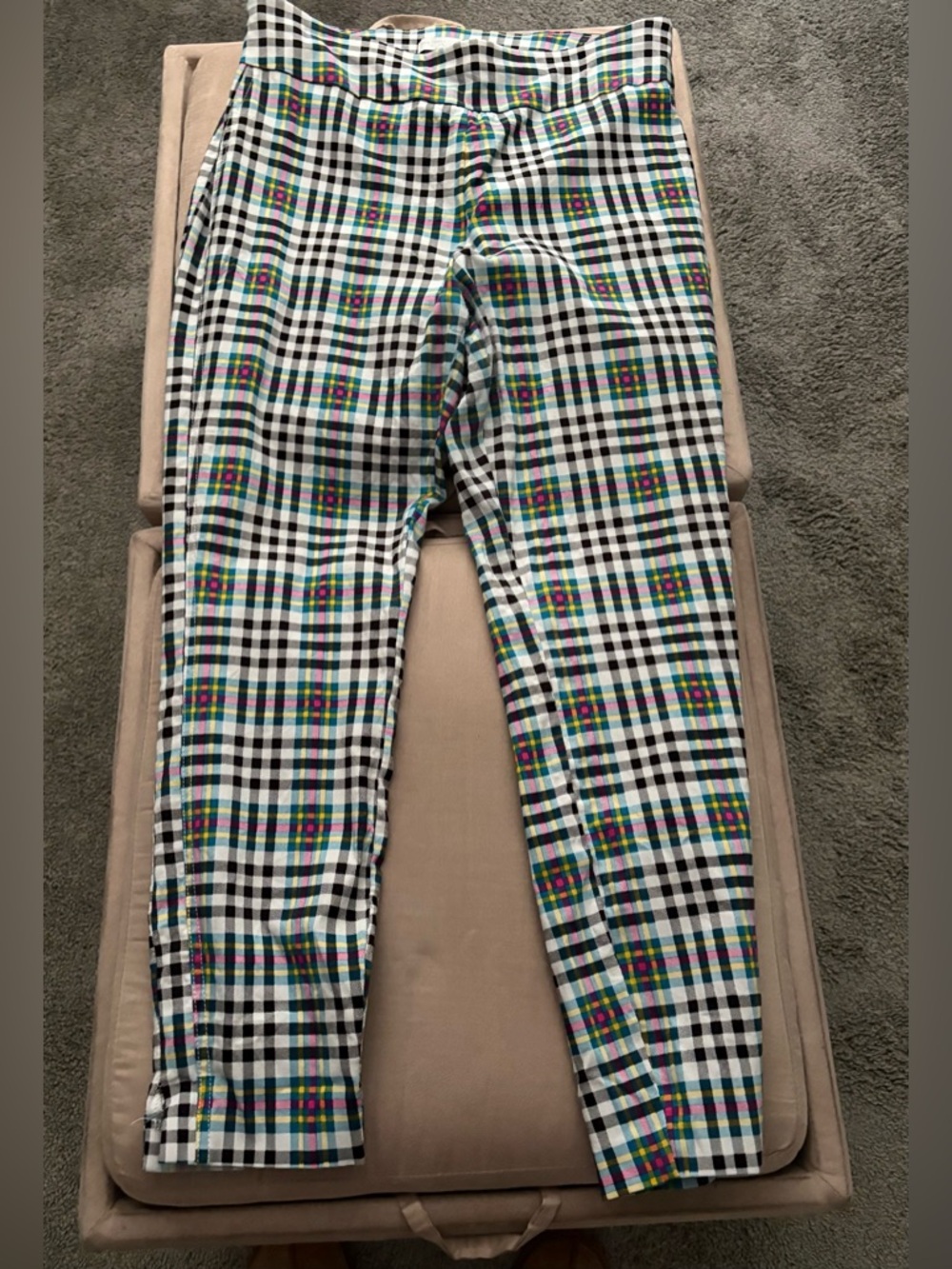 New York & Co Plaid Pull On Stretch Ankle Pant